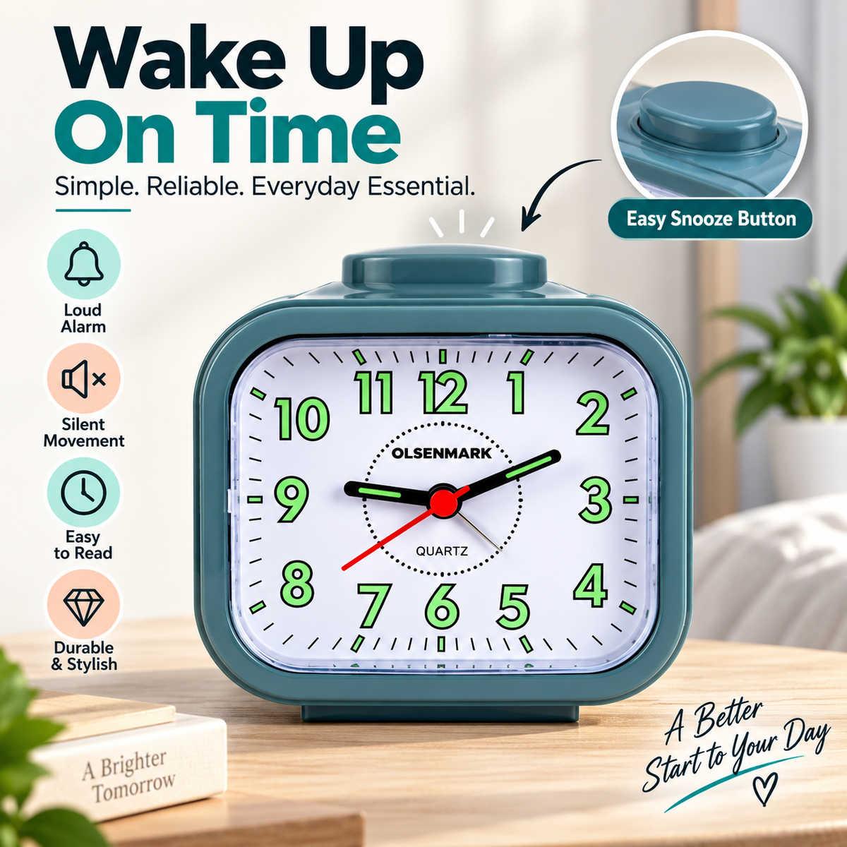 Bell Alarm Clock⏰ - Silent Twin Bell Quartz Clock for Heavy Sleepers