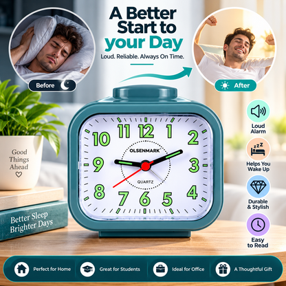 Bell Alarm Clock⏰ - Silent Twin Bell Quartz Clock for Heavy Sleepers