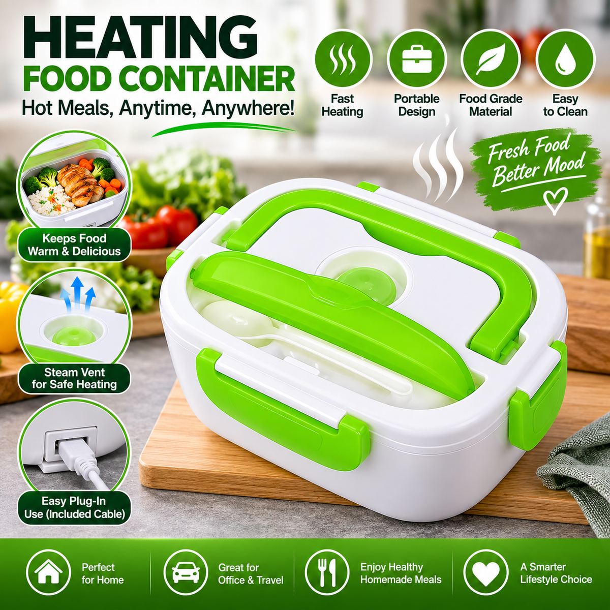 Portable Electric Heater Lunch Box - Fresh & Hot Meals Anywhere