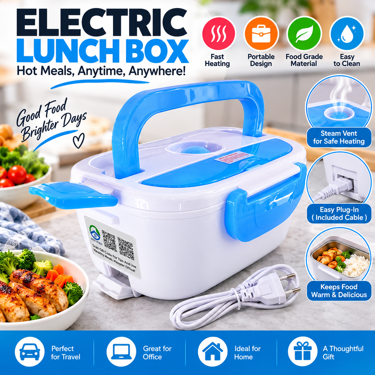 Portable Electric Heater Lunch Box - Fresh & Hot Meals Anywhere