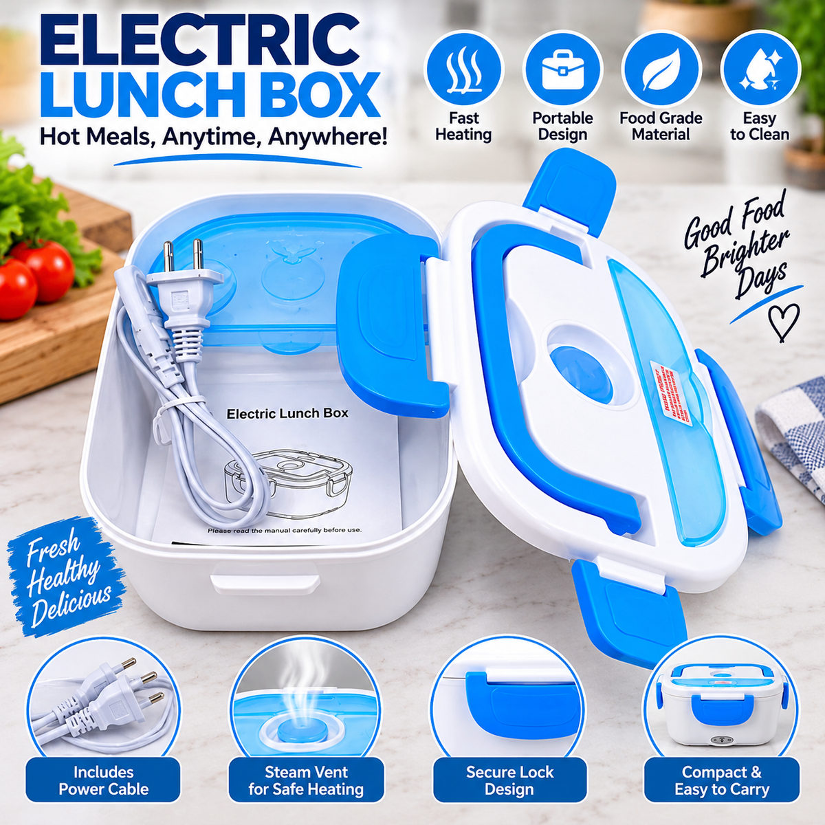 Portable Electric Heater Lunch Box - Fresh & Hot Meals Anywhere