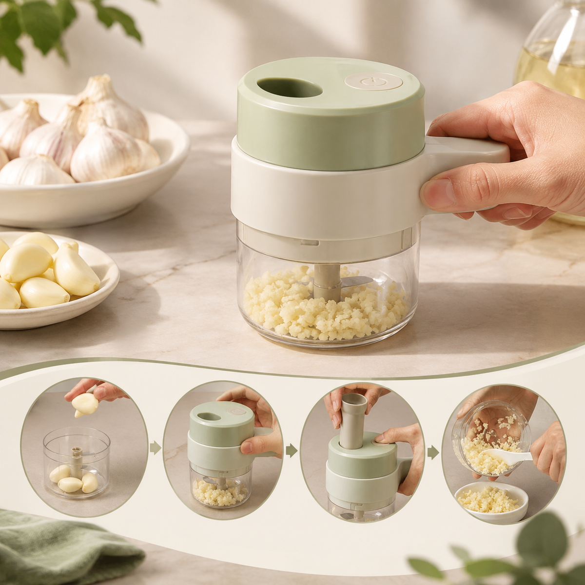 ⚡ Wireless Electric Garlic Masher - Portable Mini Food Chopper