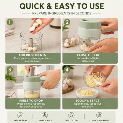 ⚡ Wireless Electric Garlic Masher - Portable Mini Food Chopper