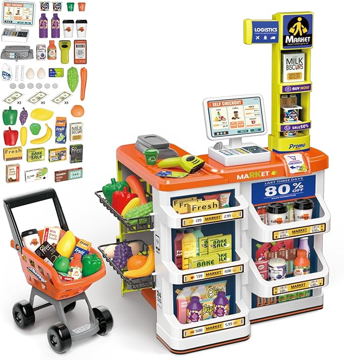 Supermarket Play Set for Kids (60 pcs) – Shop, Scan & Play!