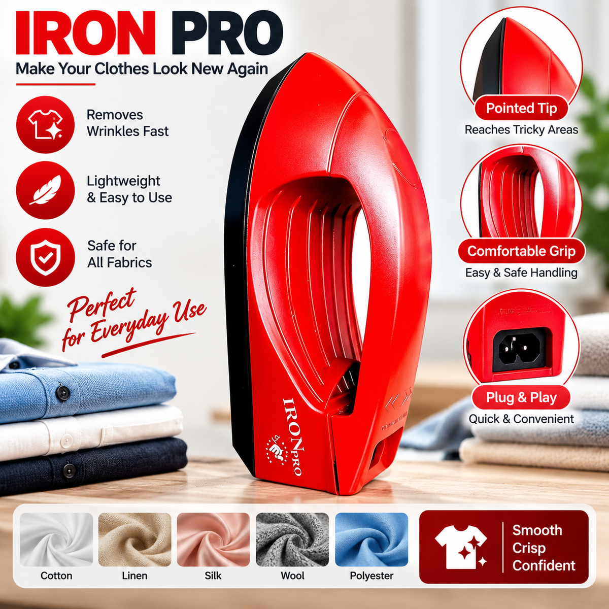 Compact Steam Iron - Portable 2-in-1 Travel Steamer & Garment Care