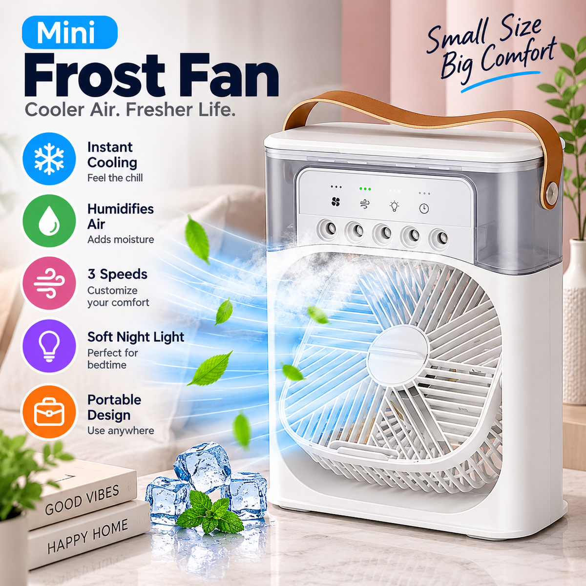 Cooling Fan with Ice - Portable Air Cooler & Humidifier