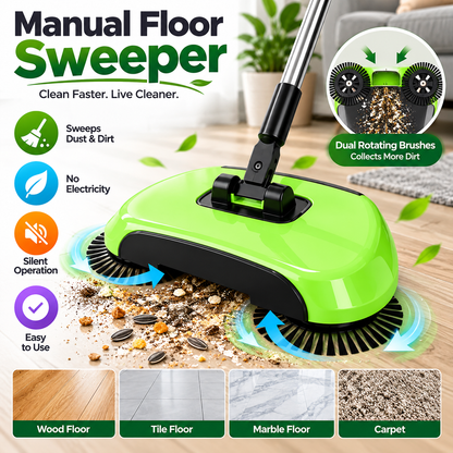 Magic 360° Floor Sweeper - Manual Rotating Cleaning Brush for Home