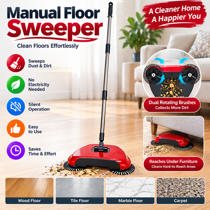 Magic 360° Floor Sweeper - Manual Rotating Cleaning Brush for Home