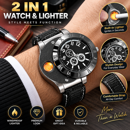 ⌚ Military USB Lighter Watch for Men - Windproof, Rechargeable