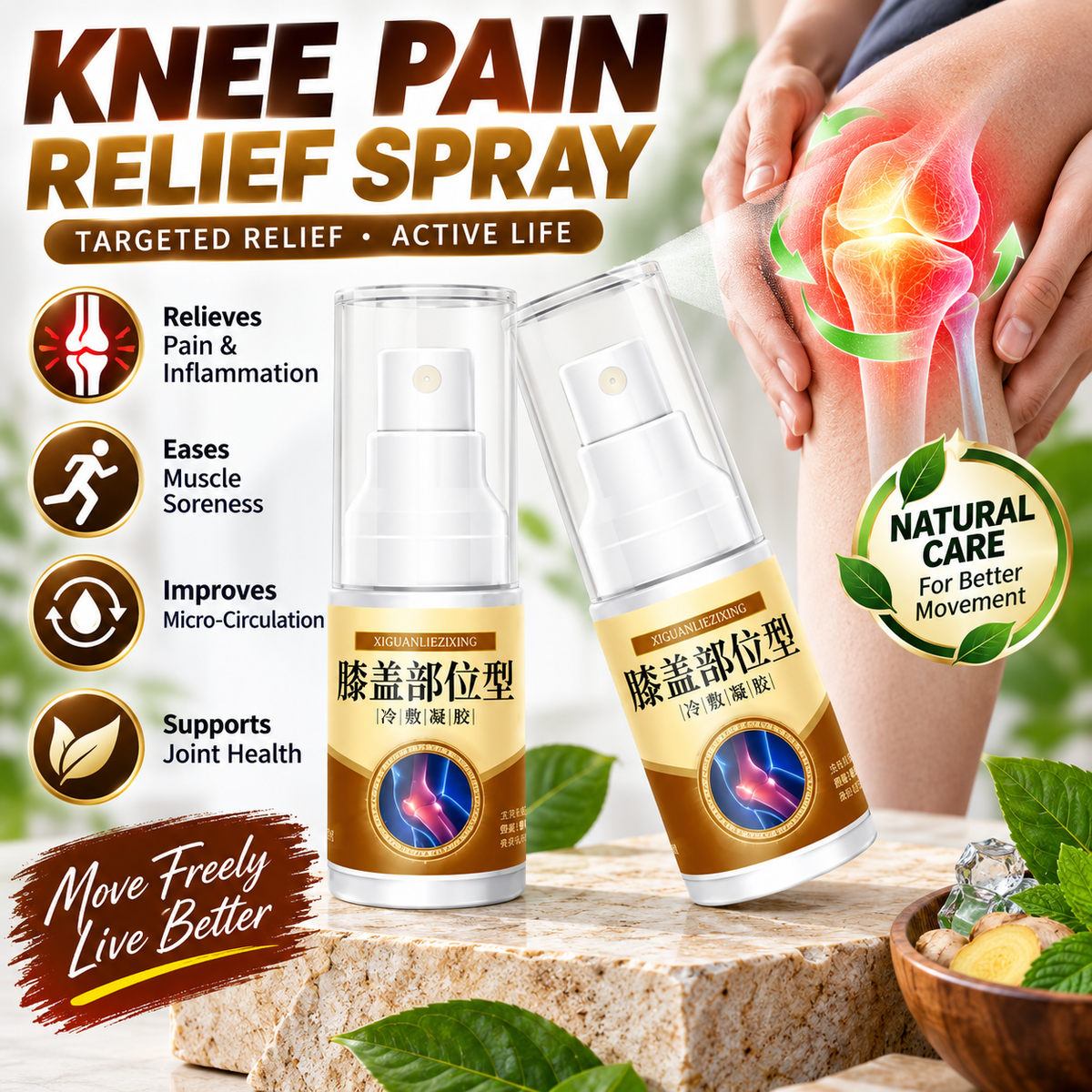 Knee Pain Relief Cold Spray - Instant Cooling Comfort for Joints