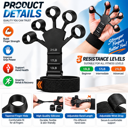 Metal-Hook Grip Strength Trainer - Adjustable Hand Exerciser for Power