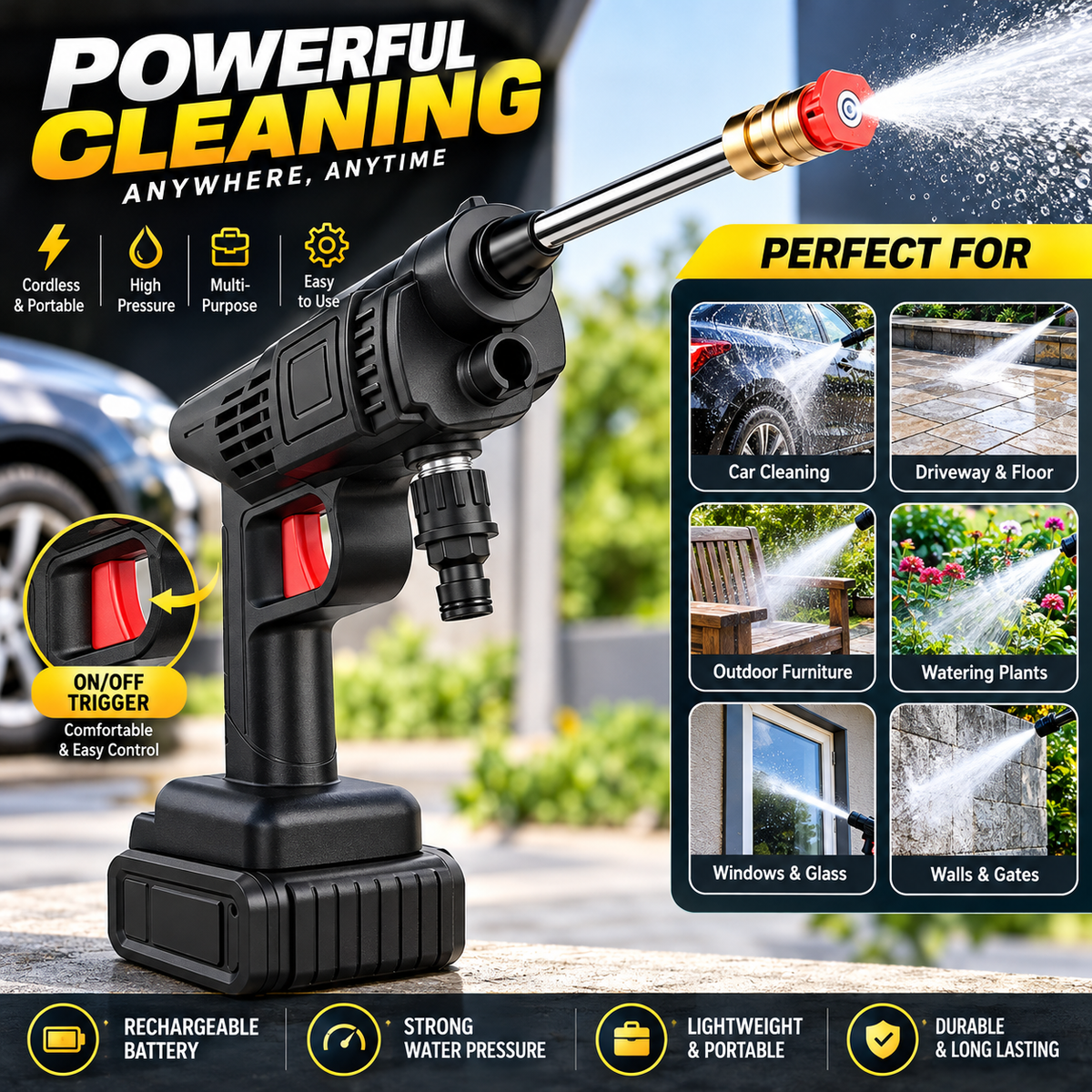 Car Pressure Washer - High-Power Cleaning for Home & Auto