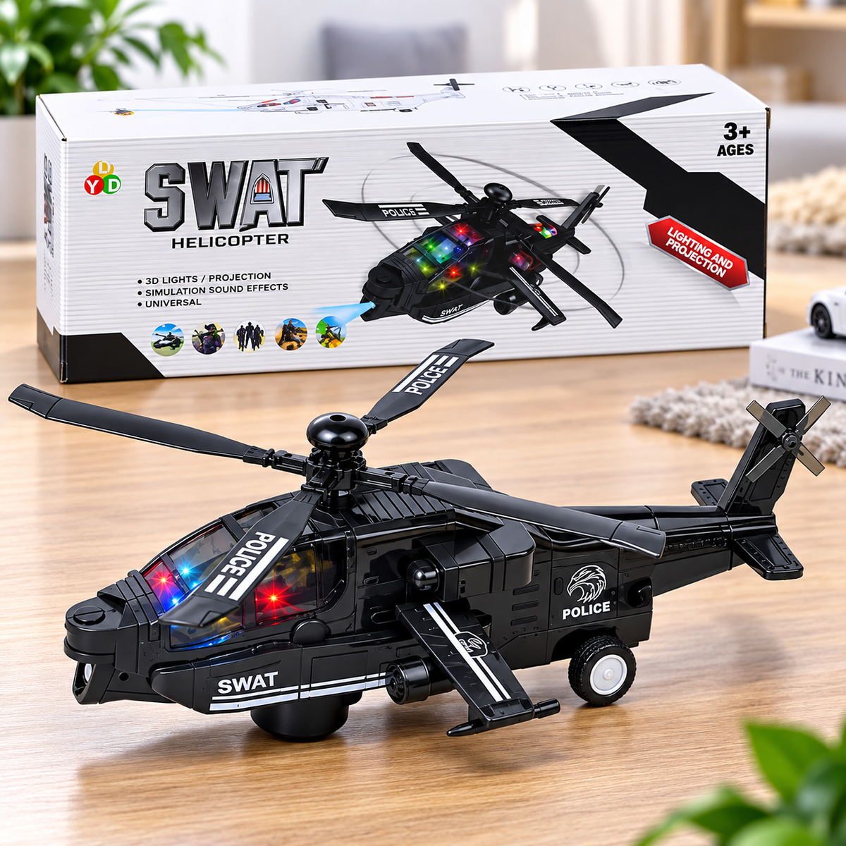 SWAT Helicopter Toy Realistic Sounds & Lights Battery Operated
