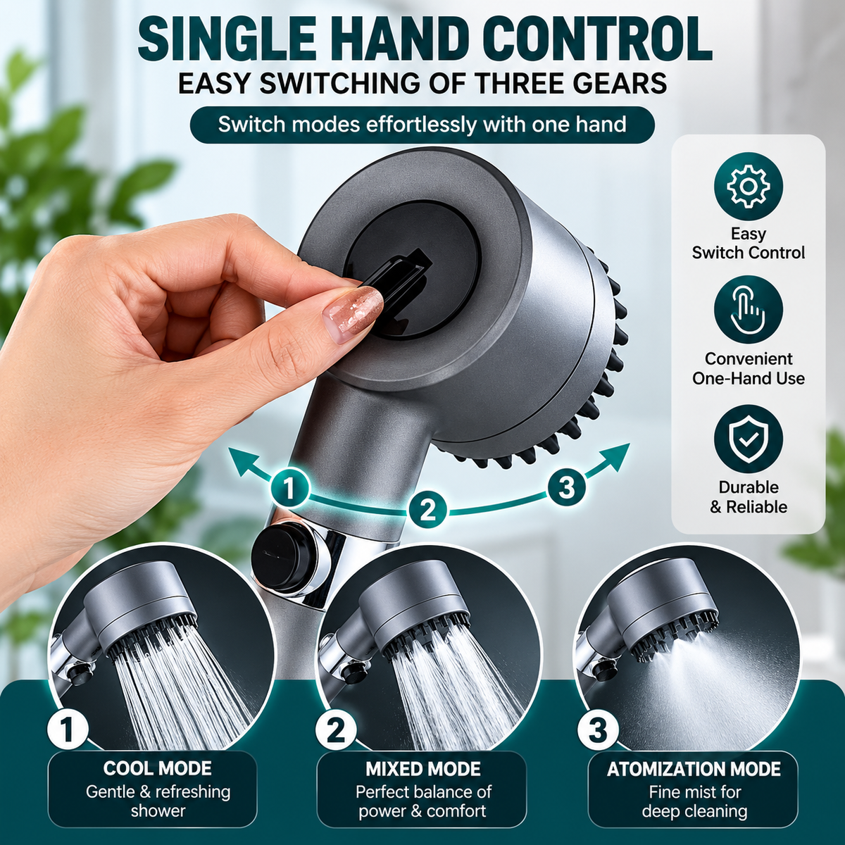 3 Modes High-Pressure Shower Head | Massage Spa Bath