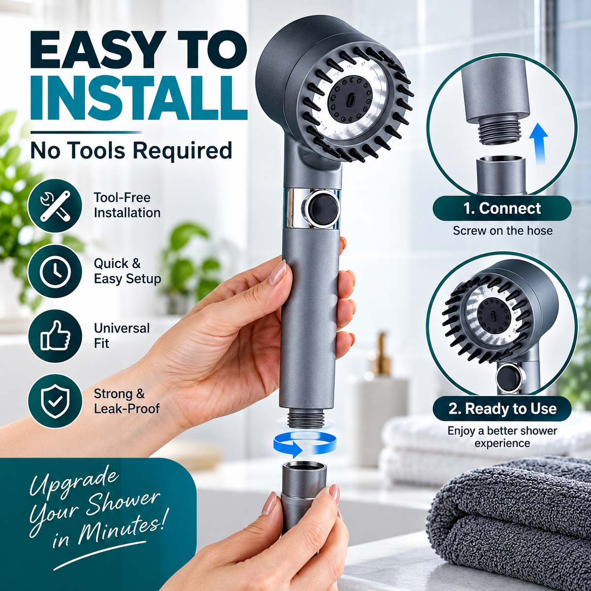 3 Modes High-Pressure Shower Head | Massage Spa Bath