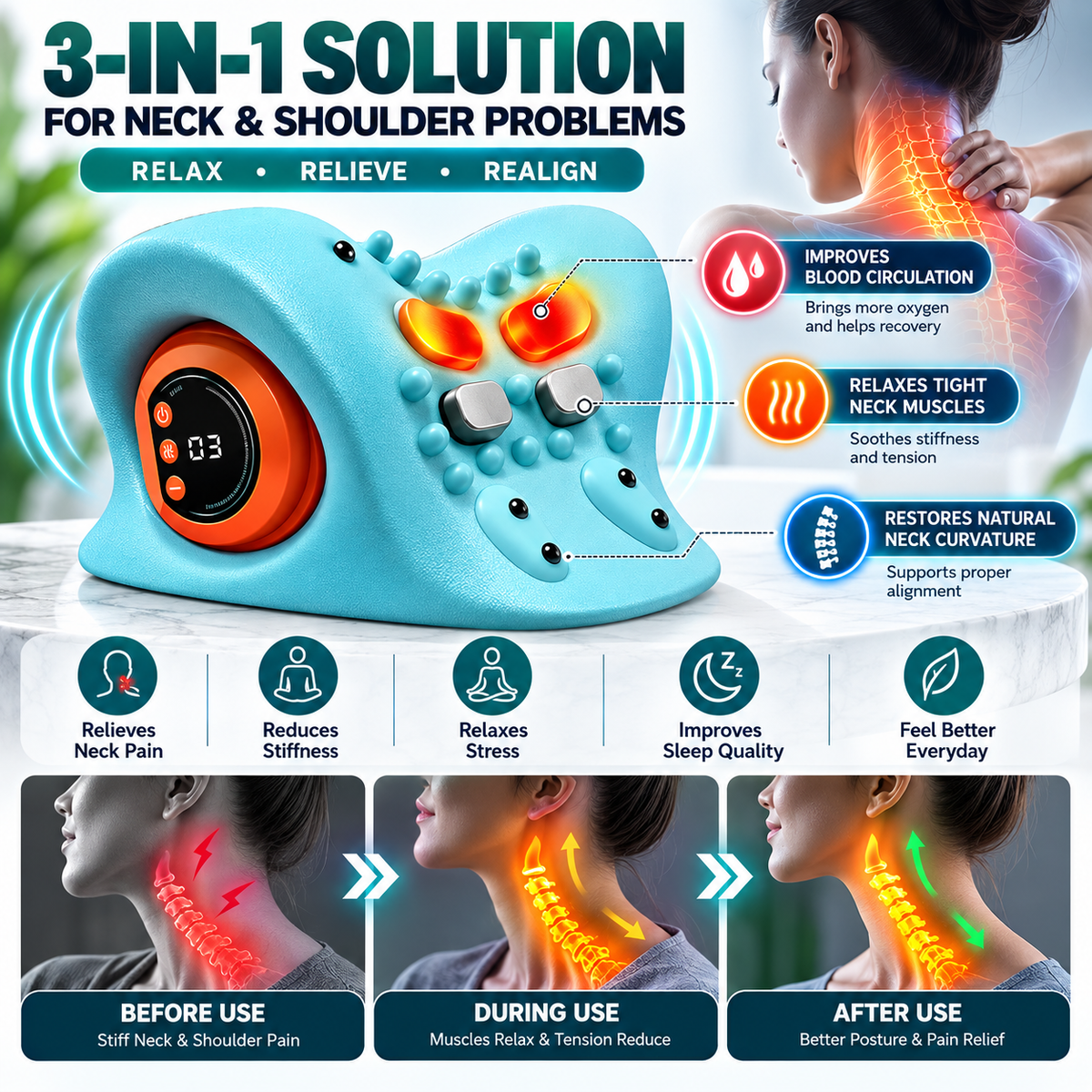 EMS Neck Massager - Pain Relief & Relaxation Anywhere!
