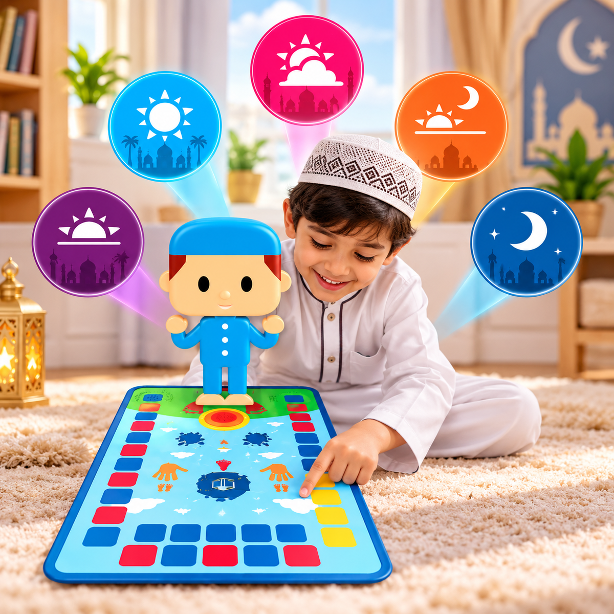 Islamic Mat for Children Education | All Prayers Covered & Waterproof & fire-resistant fabric