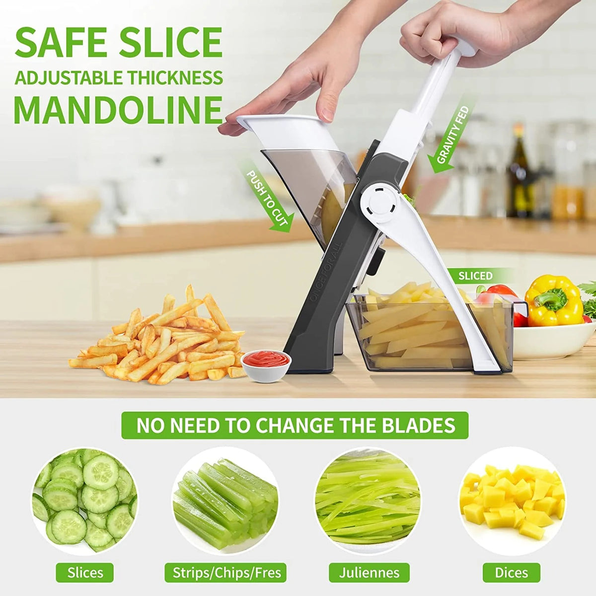 Manual Vegetable Cutter | 4-in-1 Cutting Functions