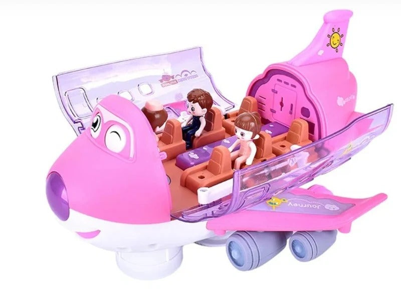 Electric Large Pink Plane Toy | Automatic Shell Unfolding