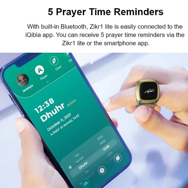 Zikr Ring | Prayer Reminders, Tasbeeh Counter, Bluetooth connectivity, OLED display
