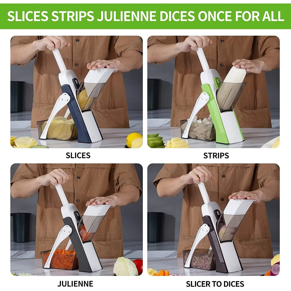 Manual Vegetable Cutter | 4-in-1 Cutting Functions