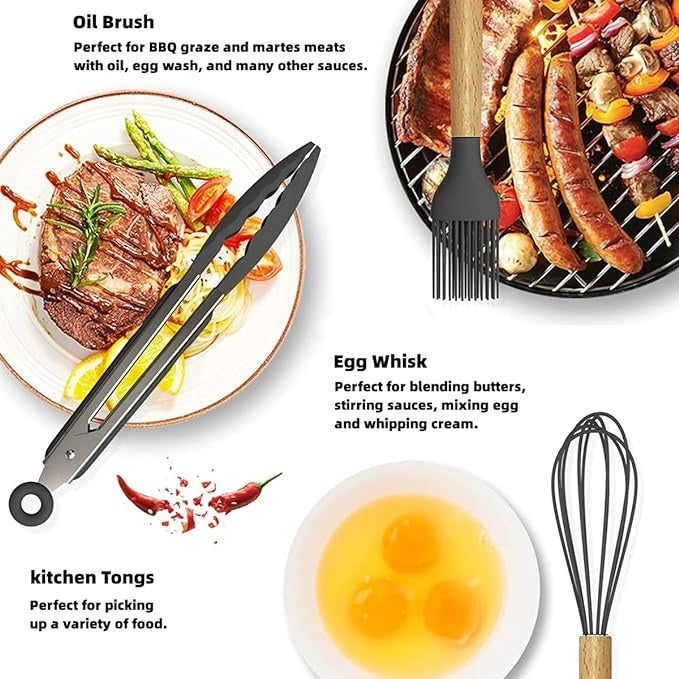 12 Pcs Cooking Utensils Set | BPA-Free Silicone