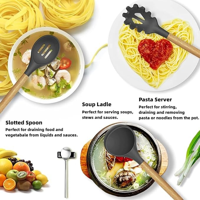 12 Pcs Cooking Utensils Set | BPA-Free Silicone