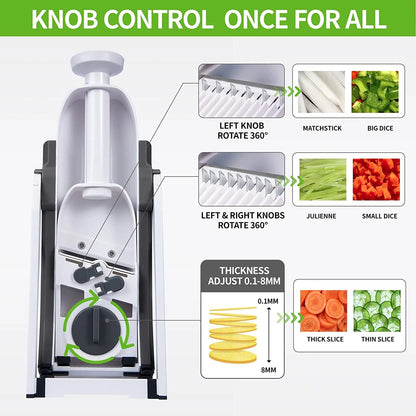 Manual Vegetable Cutter | 4-in-1 Cutting Functions