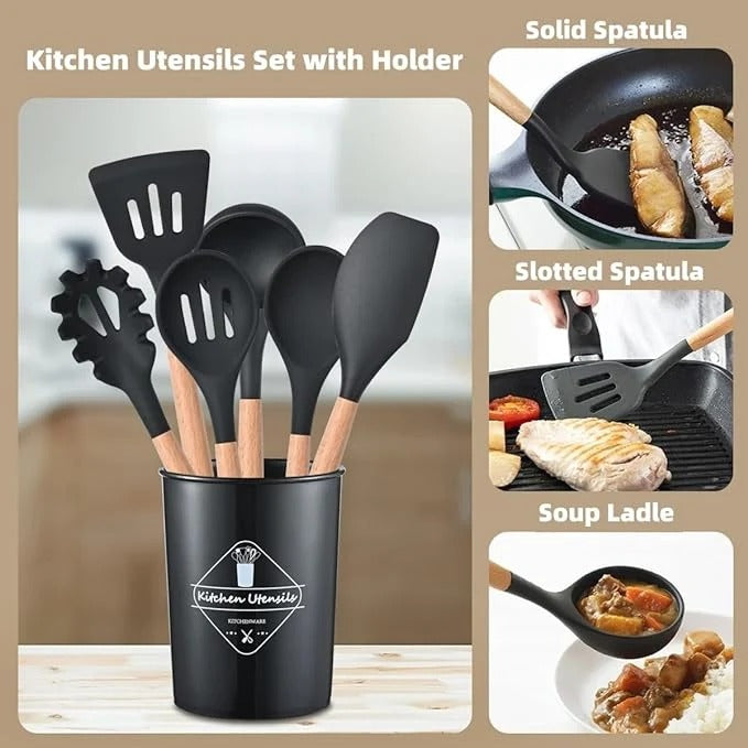 12 Pcs Cooking Utensils Set | BPA-Free Silicone