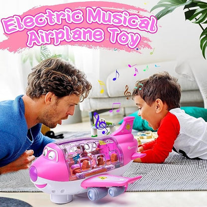 Electric Large Pink Plane Toy | Automatic Shell Unfolding