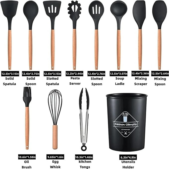 12 Pcs Cooking Utensils Set | BPA-Free Silicone