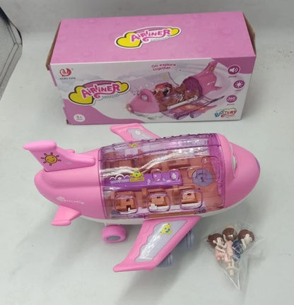 Electric Large Pink Plane Toy | Automatic Shell Unfolding